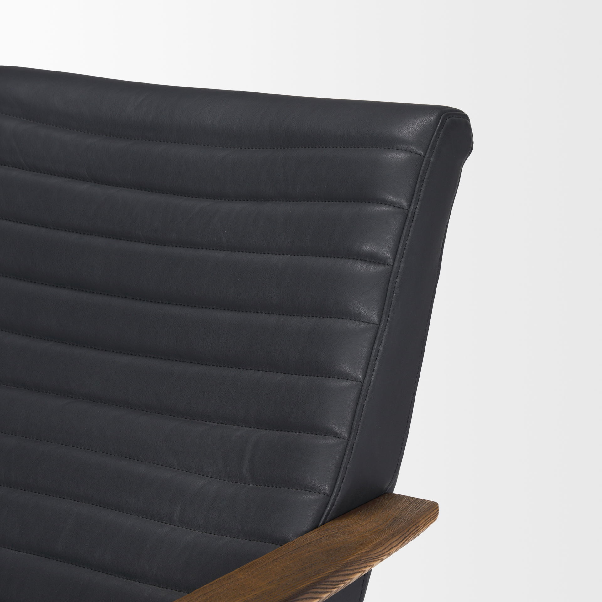 Grosjean Black Leather with Black Metal Frame Accent Chair large image 