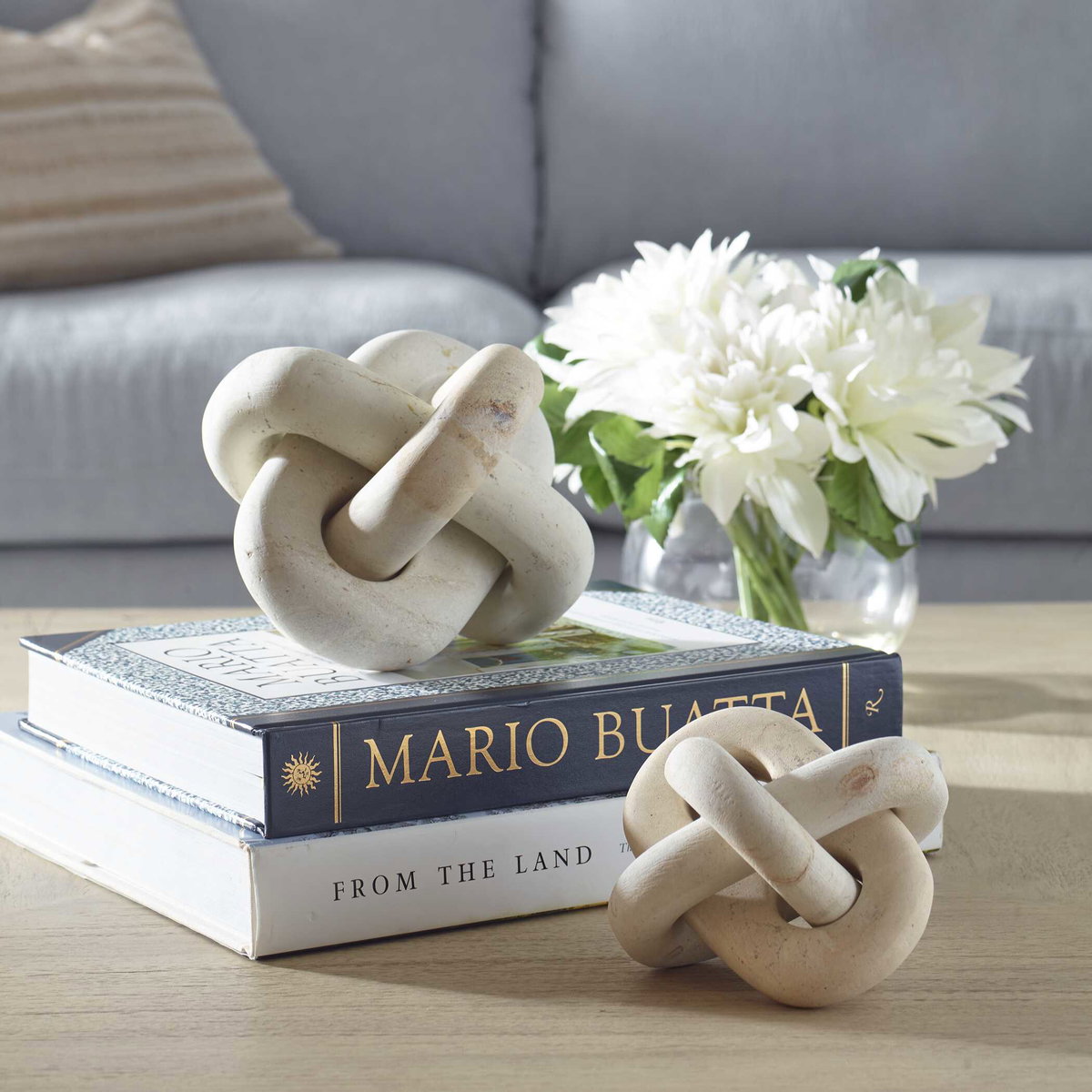 Limestone Link Sculptures Set/2, Figurines & Statue by Uttermost, 7.25" width x 7.25" height x 7.25" depth View 2