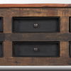 Wilton Brown Wood with 12 Black Metal Drawers Coffee Table, by Mercana, 48" length x 28" width x 18" height thumbnail 11