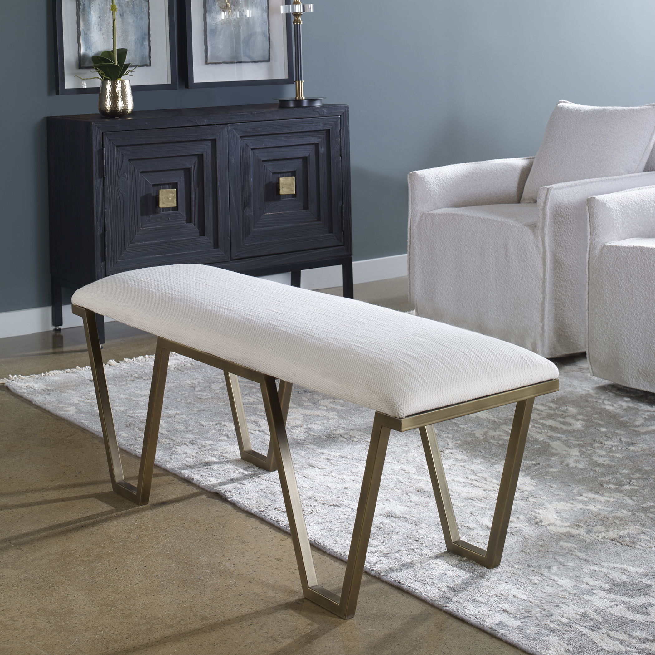 Farrah Geometric Bench, Furniture by Uttermost, 53.75" width x 20.67" height x 15.75" depth View 2