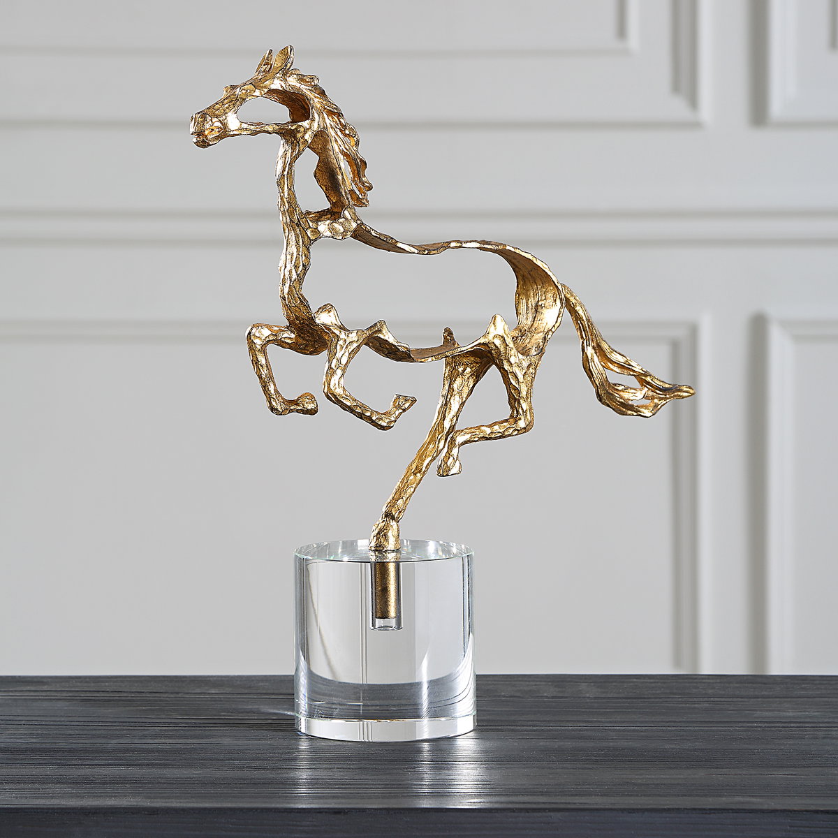Gallop Gold Sculpture, Decorative by Uttermost, 14" width x 14.75" height x 4" depth View 2