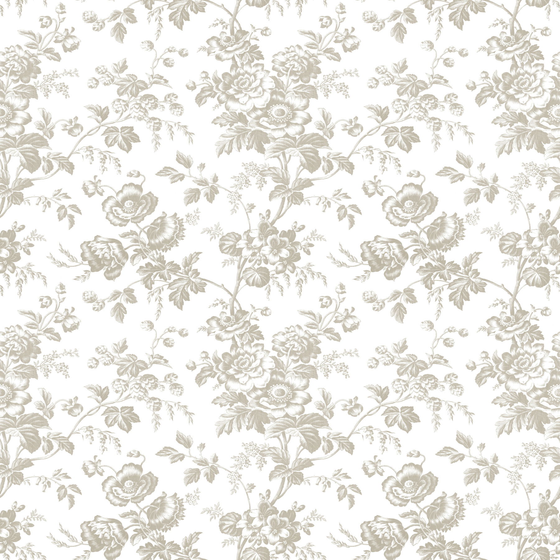 Anemone Toile Taupe Wallpaper, by York Wall, 33' length x 1'8.5" width x 0.02" depth View 1