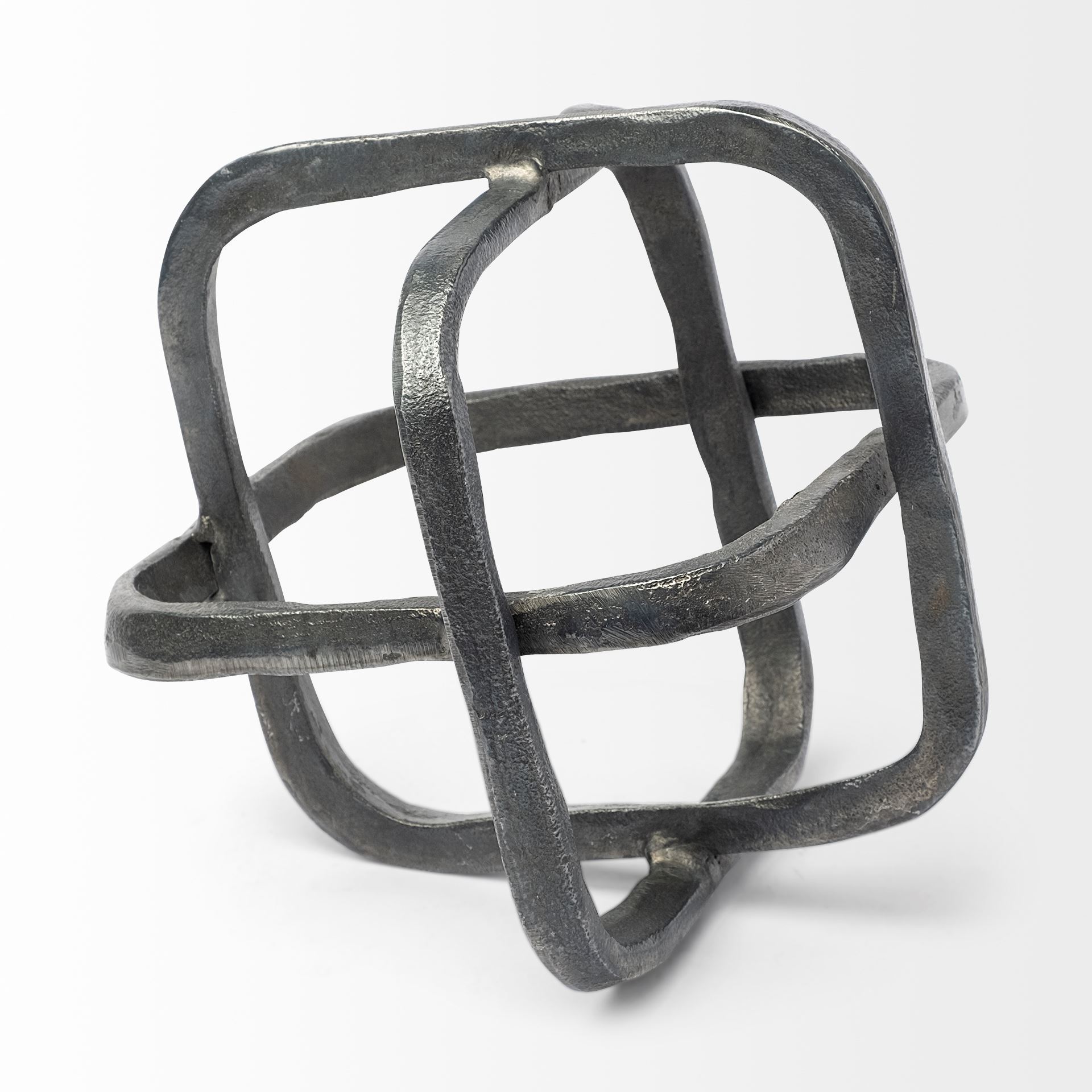 Willem II 9L x 9W Silver Metal Open Cube Decor Object large image 