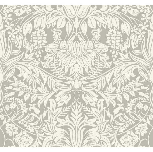 Lockwood Damask Grey Wallpaper