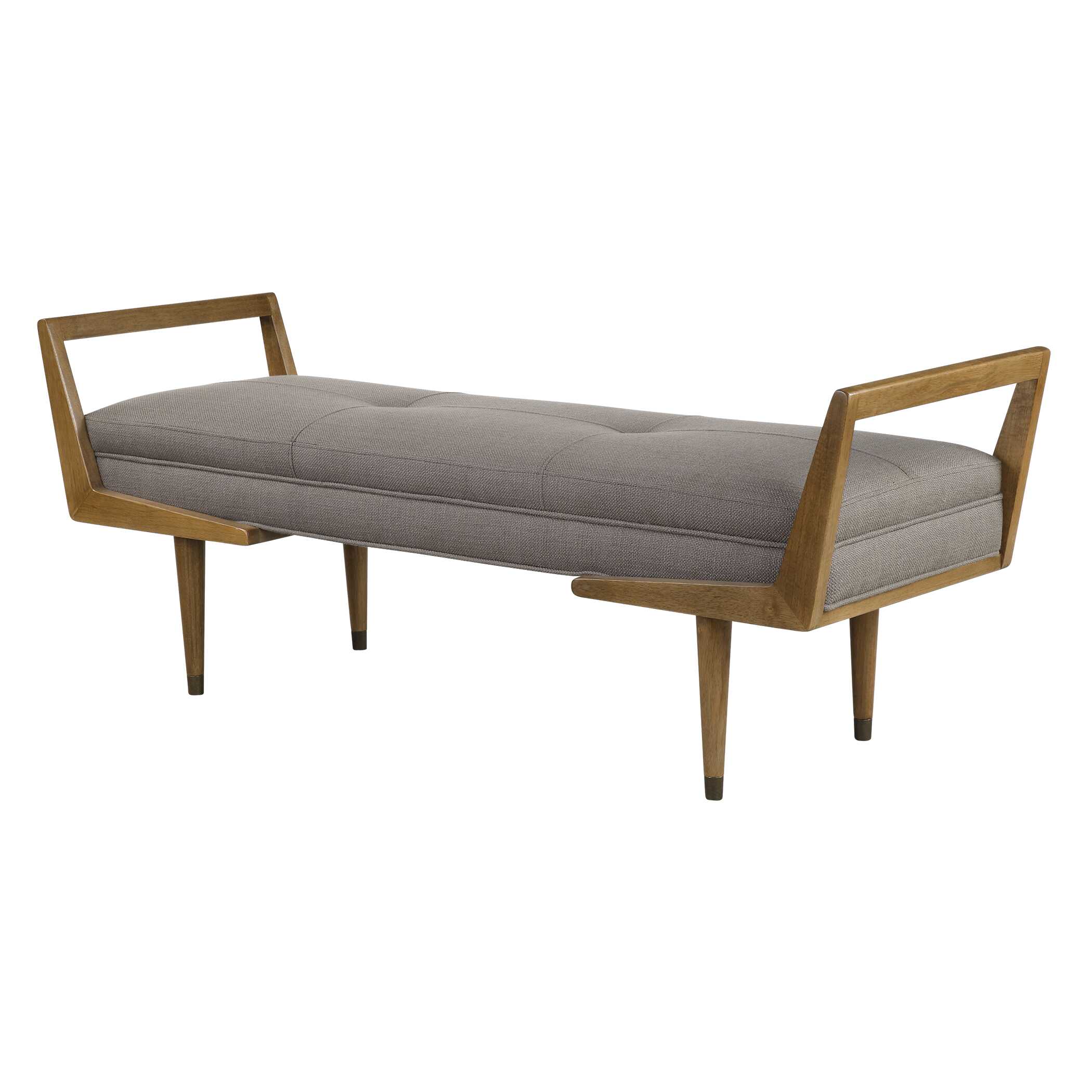 Waylon Mid-Century Modern Bench, Furniture by Uttermost, 59.25" width x 23" height x 20" depth View 4