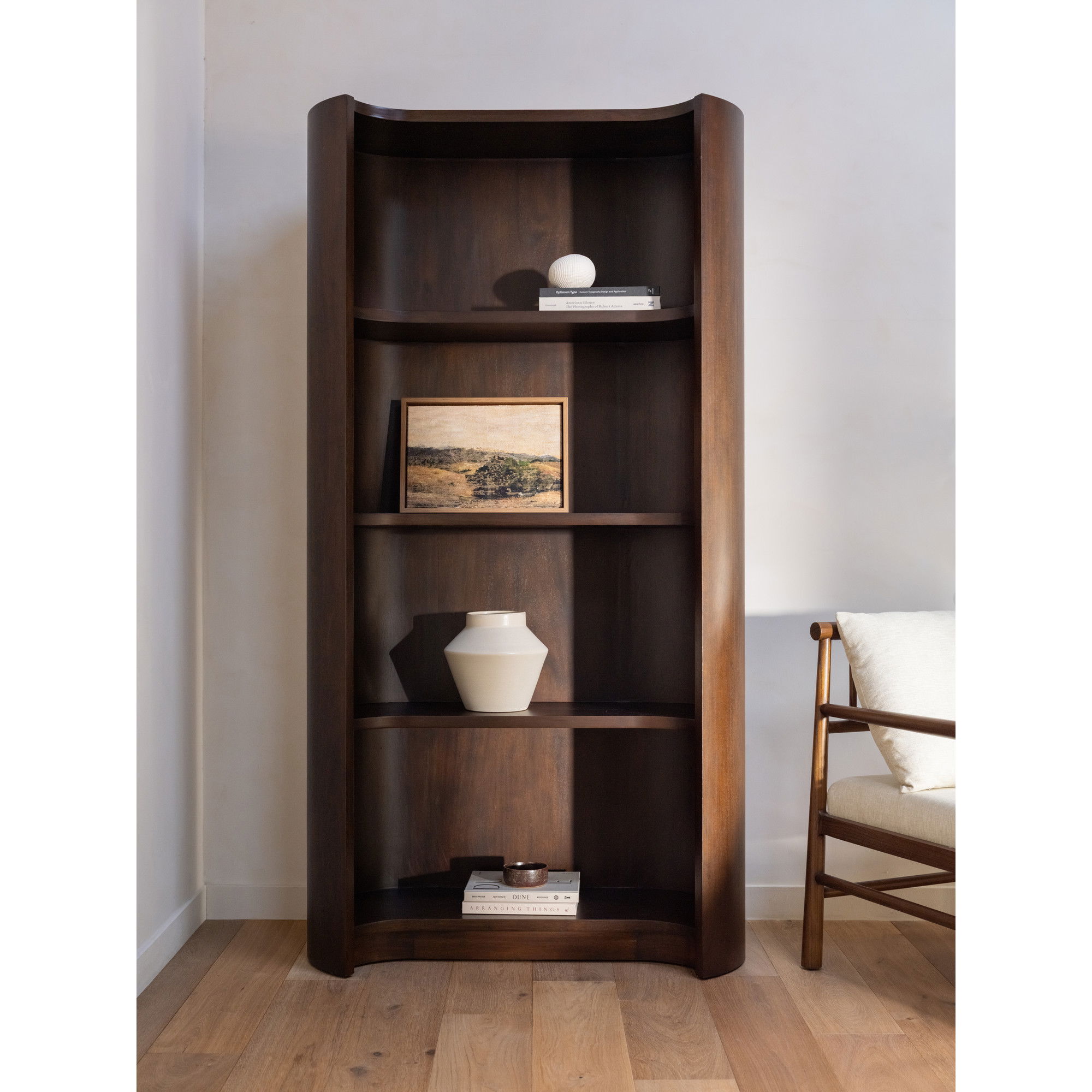 Nera Bookcase Brown, Shelving & Bookcase by Moe's Home, 40.5" width x 77.2" height x 17.4" depth View 11