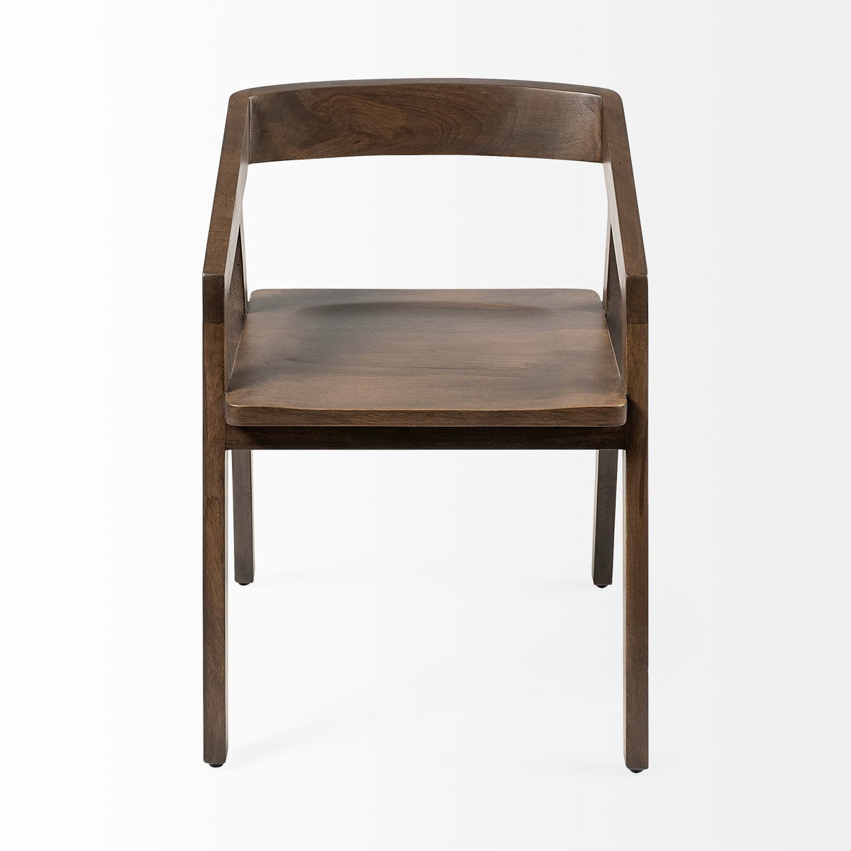Nicholas Open Back Dining Arm Chair | Onyx Brown Wood, Dining Chair by Mercana, 20" length x 22" width x 30" height View 5