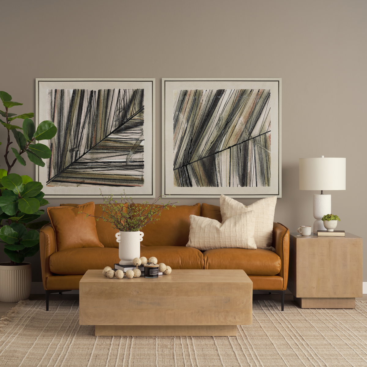 Hayden Light Brown Wood Rectangular Coffee Table, by Mercana, 48" length x 28" width x 16" height View 2