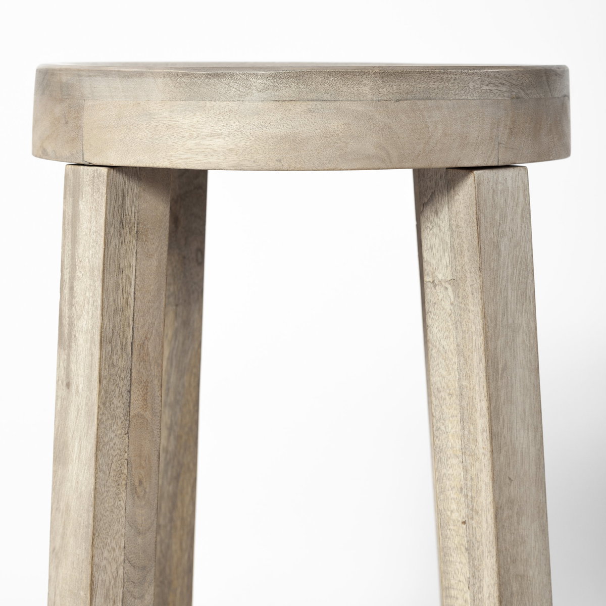 Brahma Backless 26in Seat Counter Stool | White Washed Wood, Counter & Bar Stool by Mercana, 14.5" length x 14.5" width x 26" height View 9