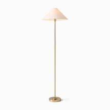 Online Designer Combined Living/Dining Beatrix Floor Lamp, Light Bronze, White Linen Shade