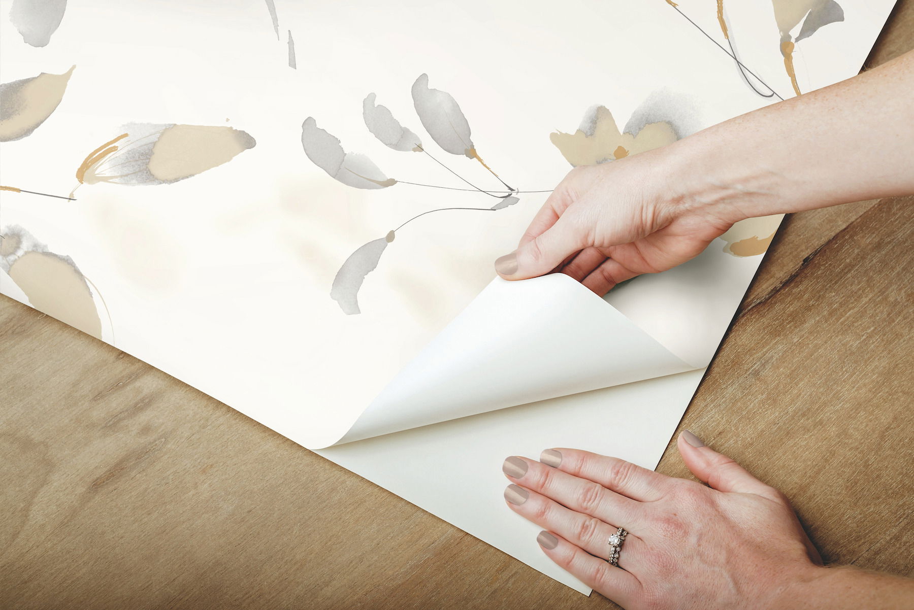 Linden Flower Soft Neutral Peel & Stick Wallpaper large image 