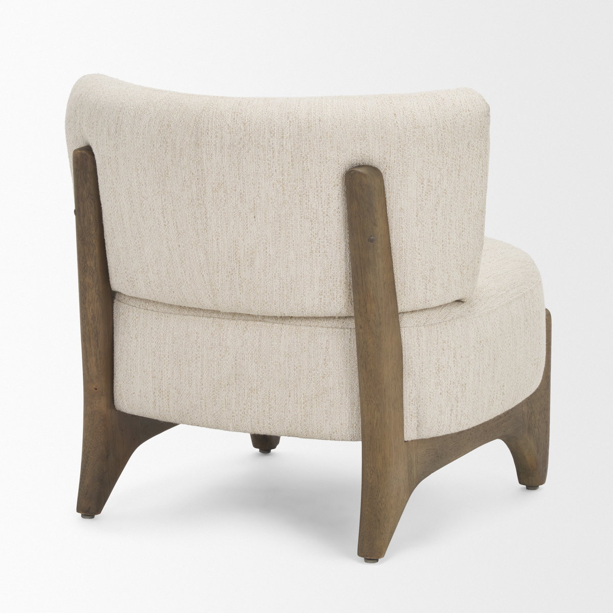 Vyra Dark Brown Wood with Cream Fabric Accent Chair, by Mercana, 26.97" length x 29.13" width x 27.55" height View 7