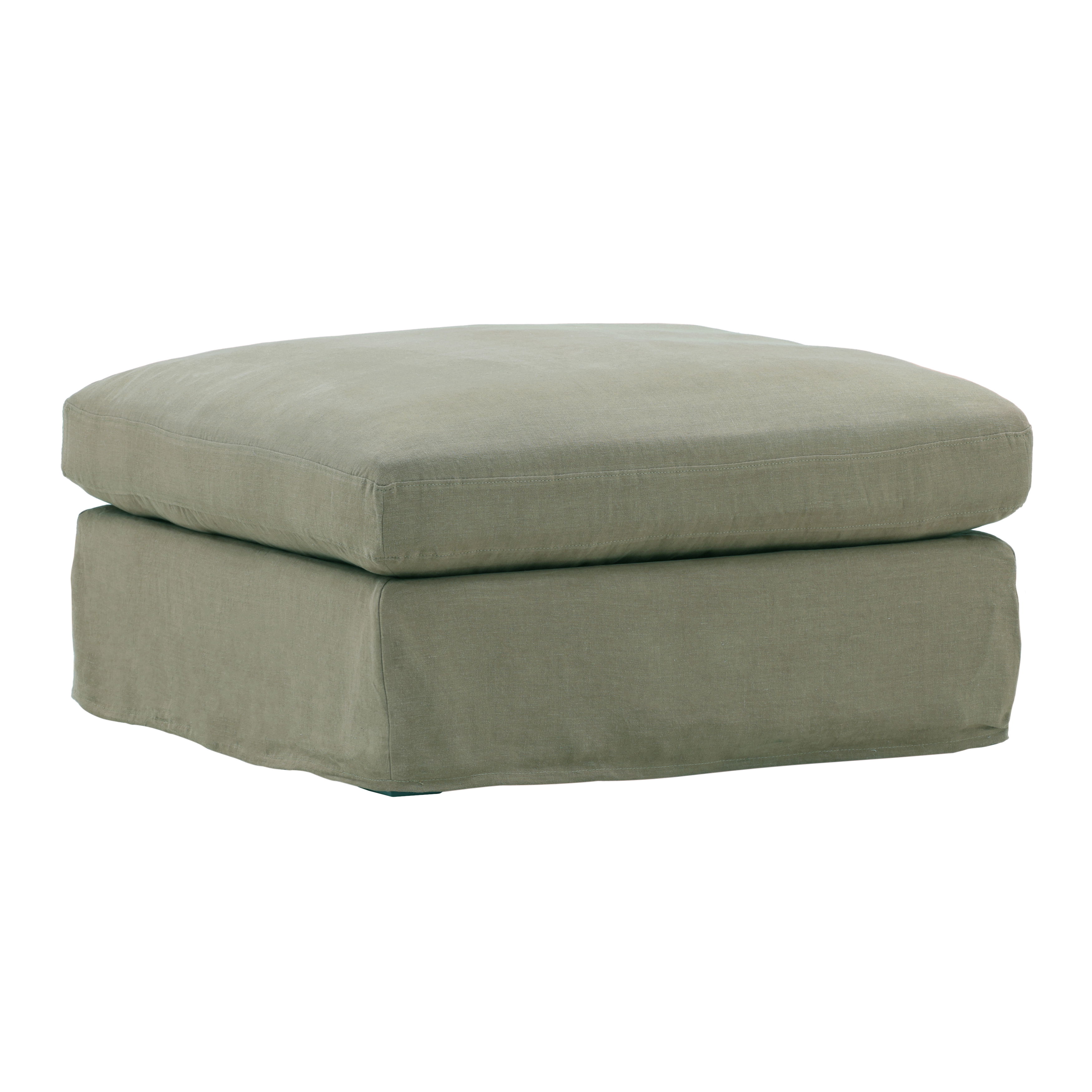 Dixie Ottoman Slipcover Forest, Sofas & Sectional by Dovetail, 35.43" width x 18.9" height x 35.43" depth