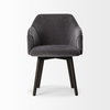 Ronald Curved Back Dining Side Chair | Grey Velvet with Black Wood, Dining Chair by Mercana, 23.25" length x 21.75" width x 32.25" height thumbnail 6