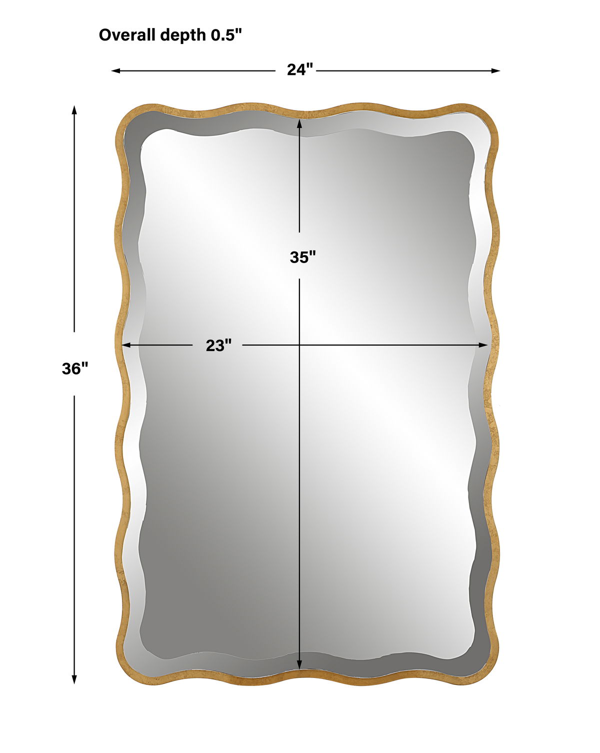 Aneta Gold Scalloped Mirror, by Uttermost, 24" width x 36" height x 0.5" depth View 3