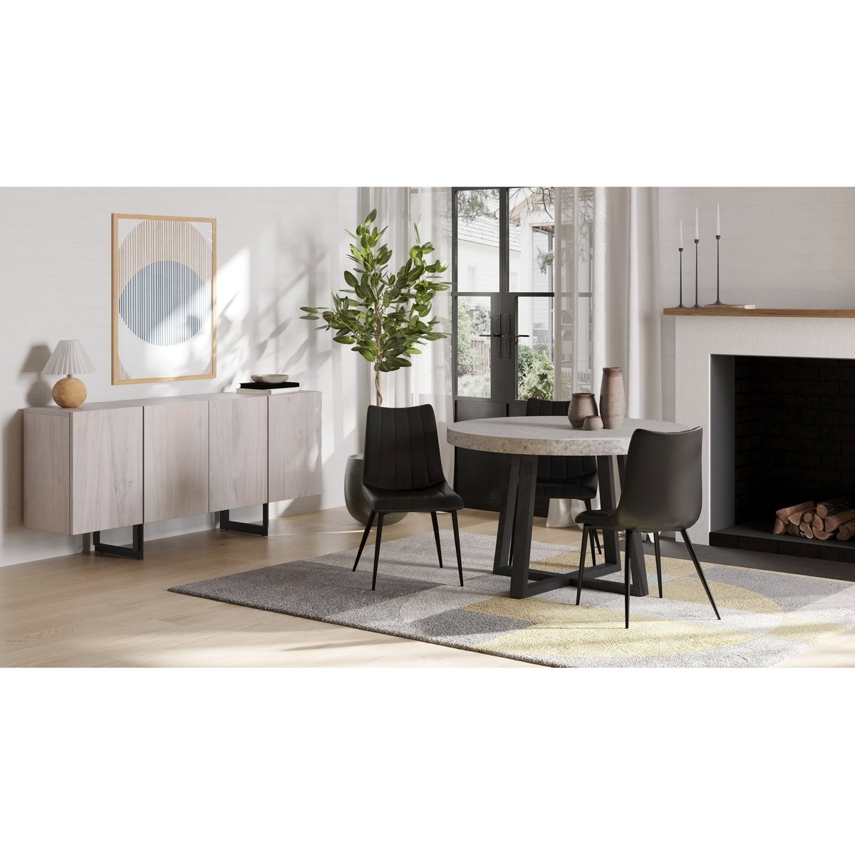 Alibi Dining Chair Matte Black - Set Of Two, by Moe's Home, 18" width x 33" height x 20" depth View 10