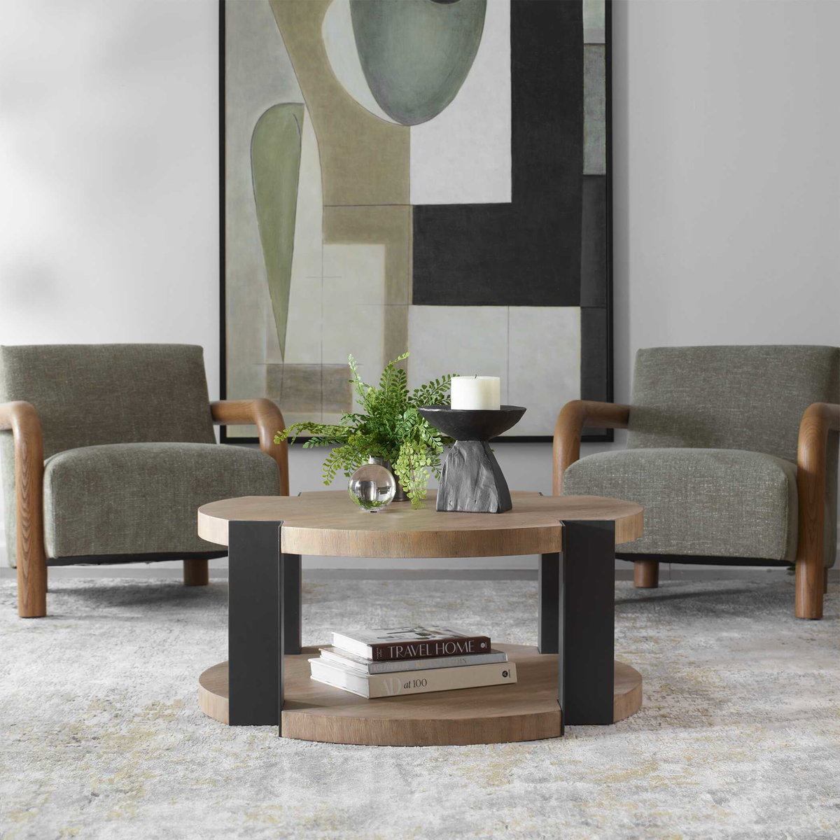 Loana Industrial Coffee Table, by Uttermost, 36" width x 16" height x 36" depth View 2