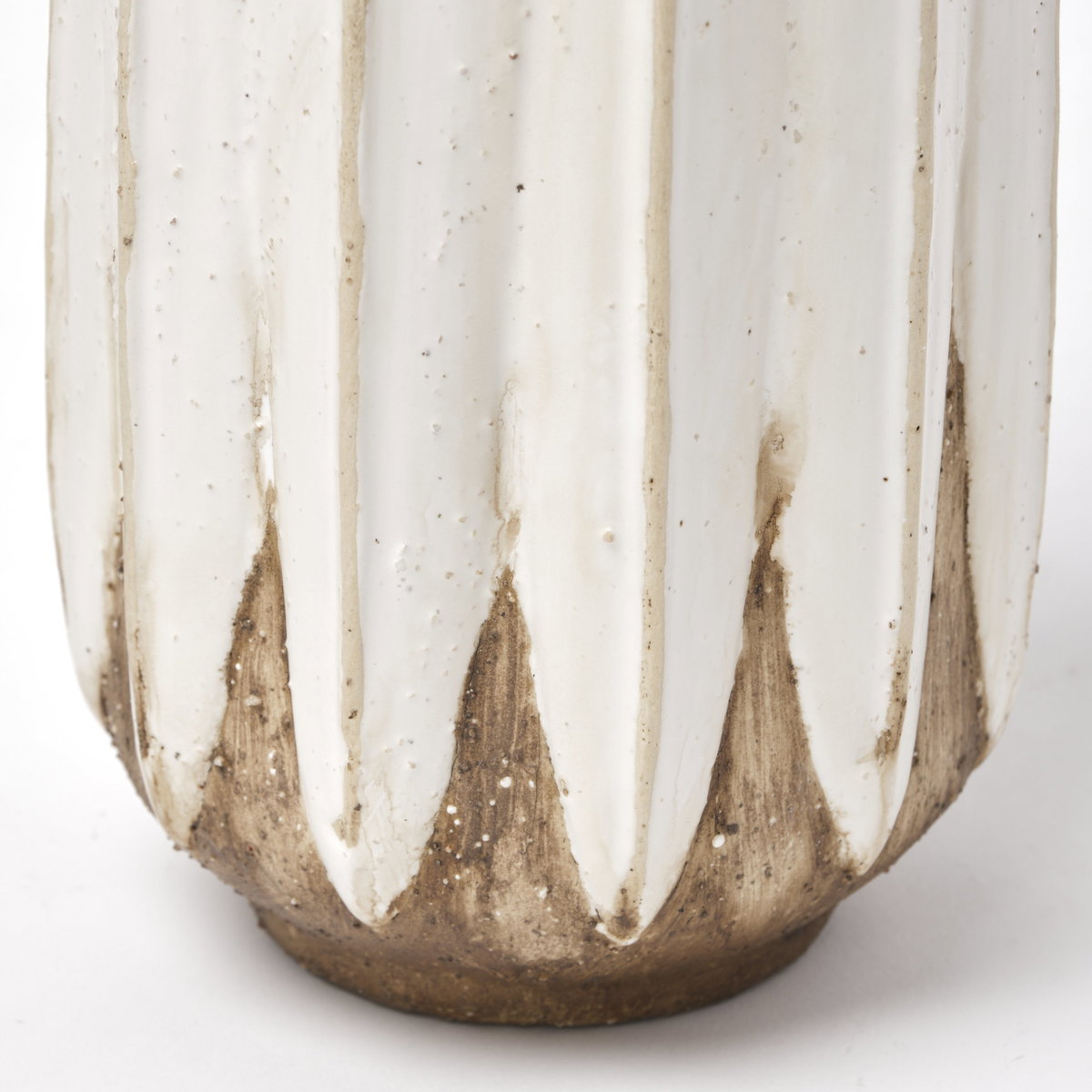 Sisko I Short Rustic Brown White Ceramic Vase, by Mercana, 4.92" length x 4.92" width x 13.98" height View 9