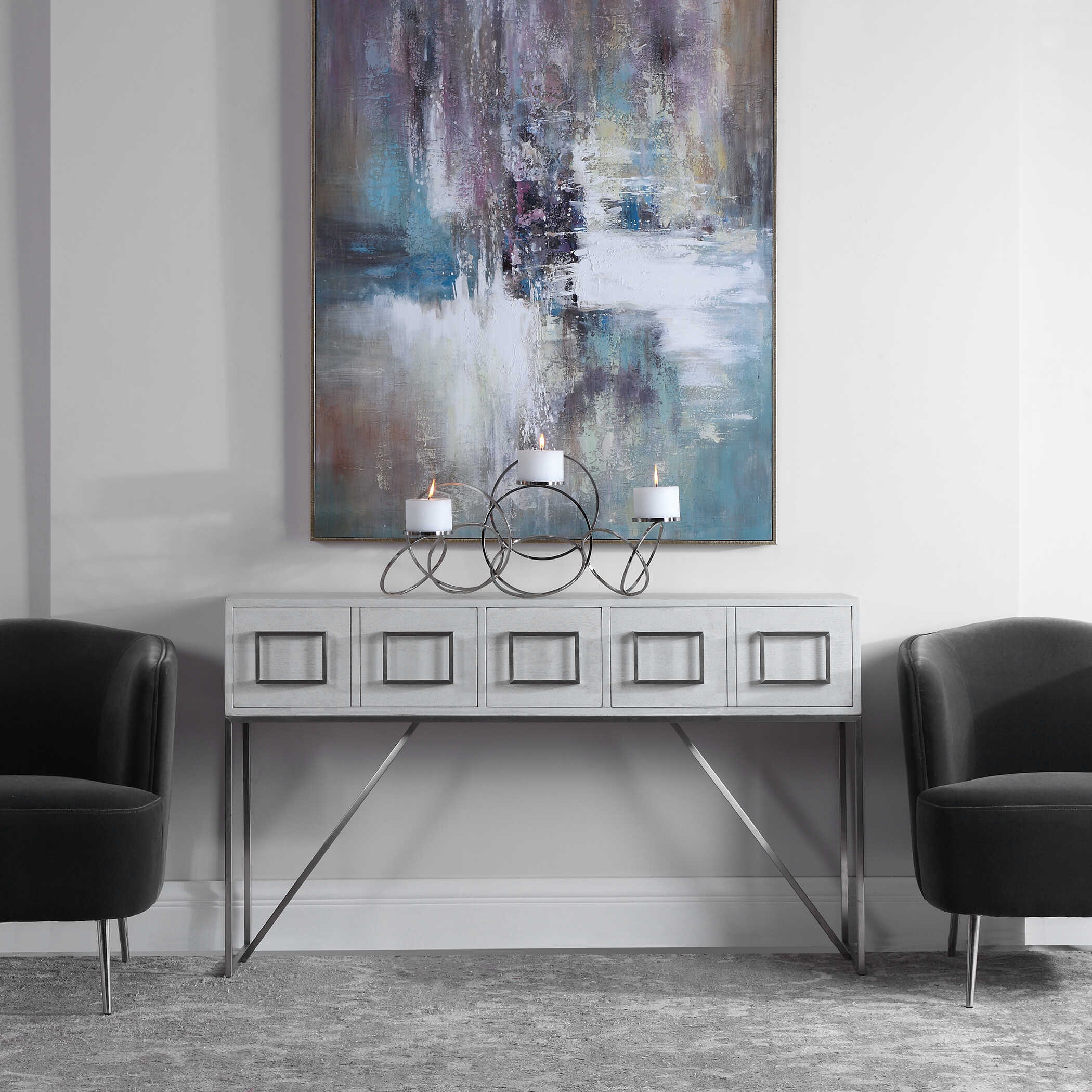 Elevation Abstract Art, Painting by Uttermost, 41.87" width x 54.75" height x 2.25" depth View 7