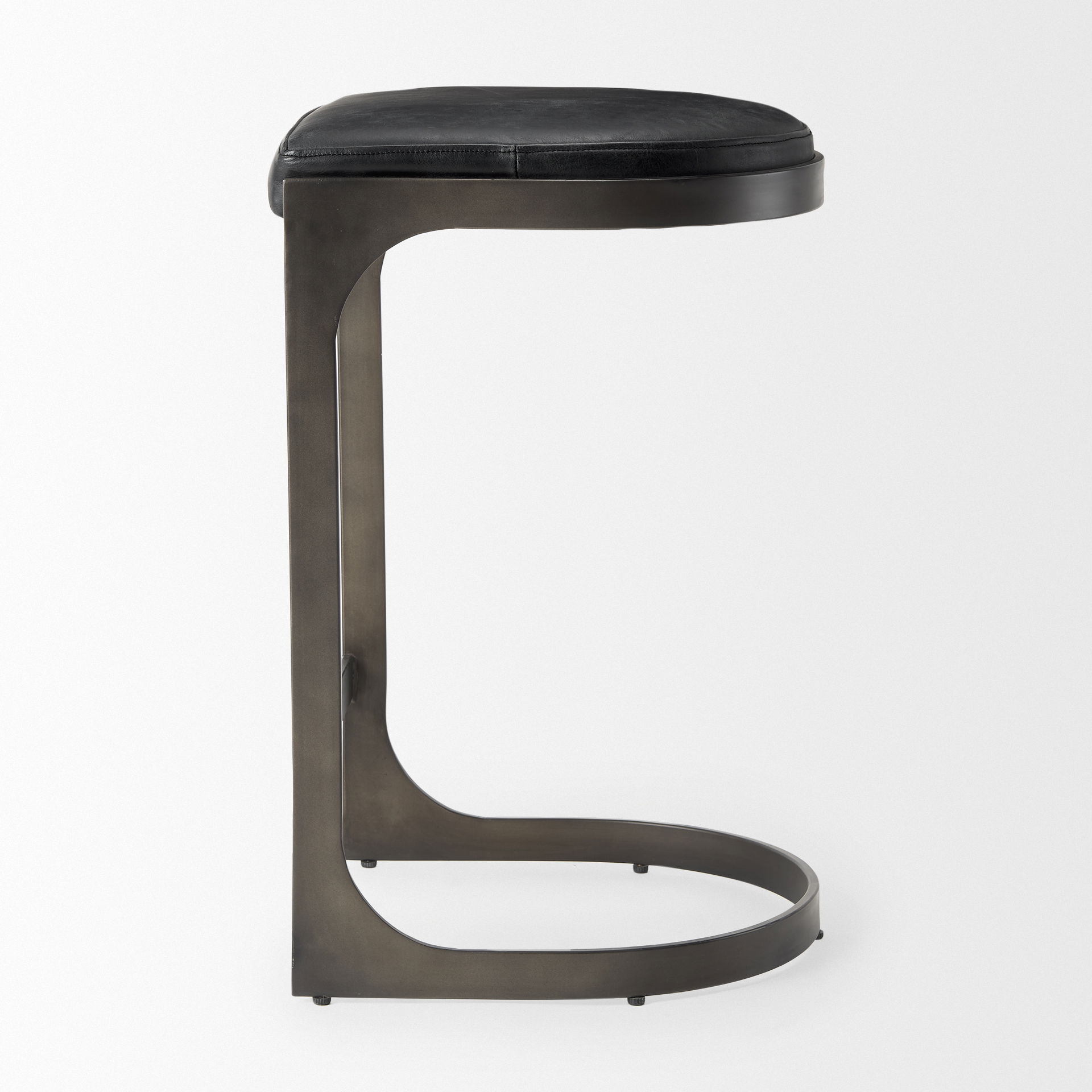 Tyson 17L x 18W x 28H Black Leather with Metal Frame Counter Stool large image 