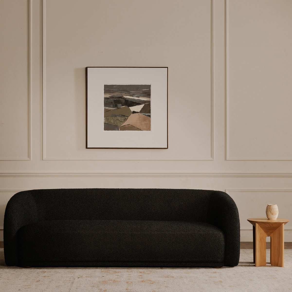 Faye Sofa Black Boucle, Sofas & Sectional by Moe's Home, 92" width x 29" height x 35" depth View 8