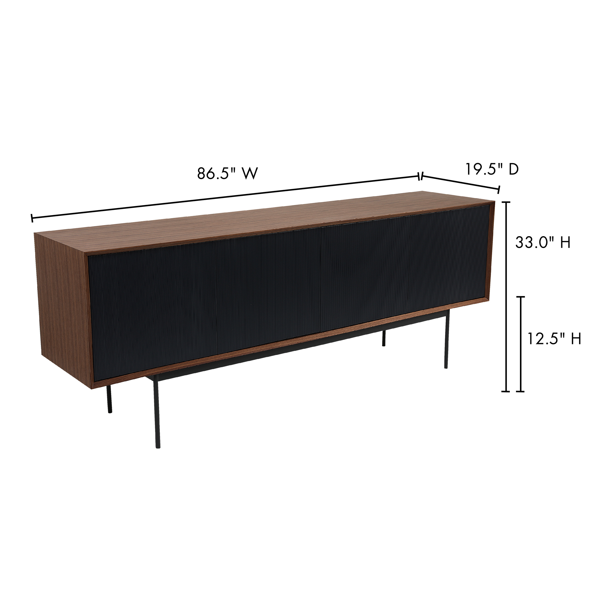 Araya Sideboard Brown, Cabinets & Sideboard by Moe's Home, 87" width x 33" height x 20" depth View 9