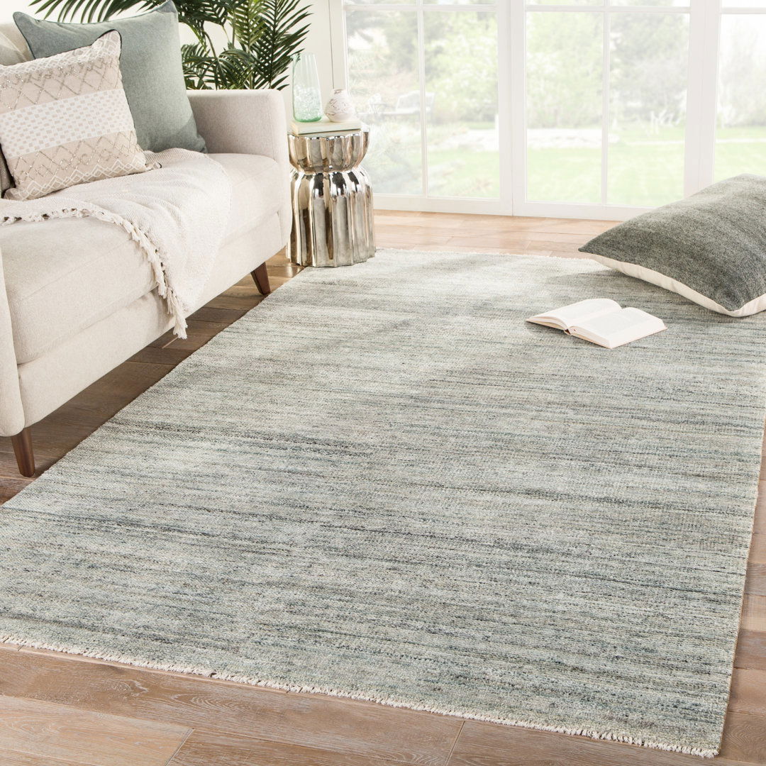Jaipur Living Origin SAG02 Handknotted Solid Light Blue and Light Gray Area Rug (12'x15') large image 