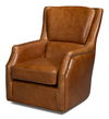 Baker Leather Swivel Chair, Cuba Brown, Seating by Sarreid, 31" length x 38" width x 38" height thumbnail 1