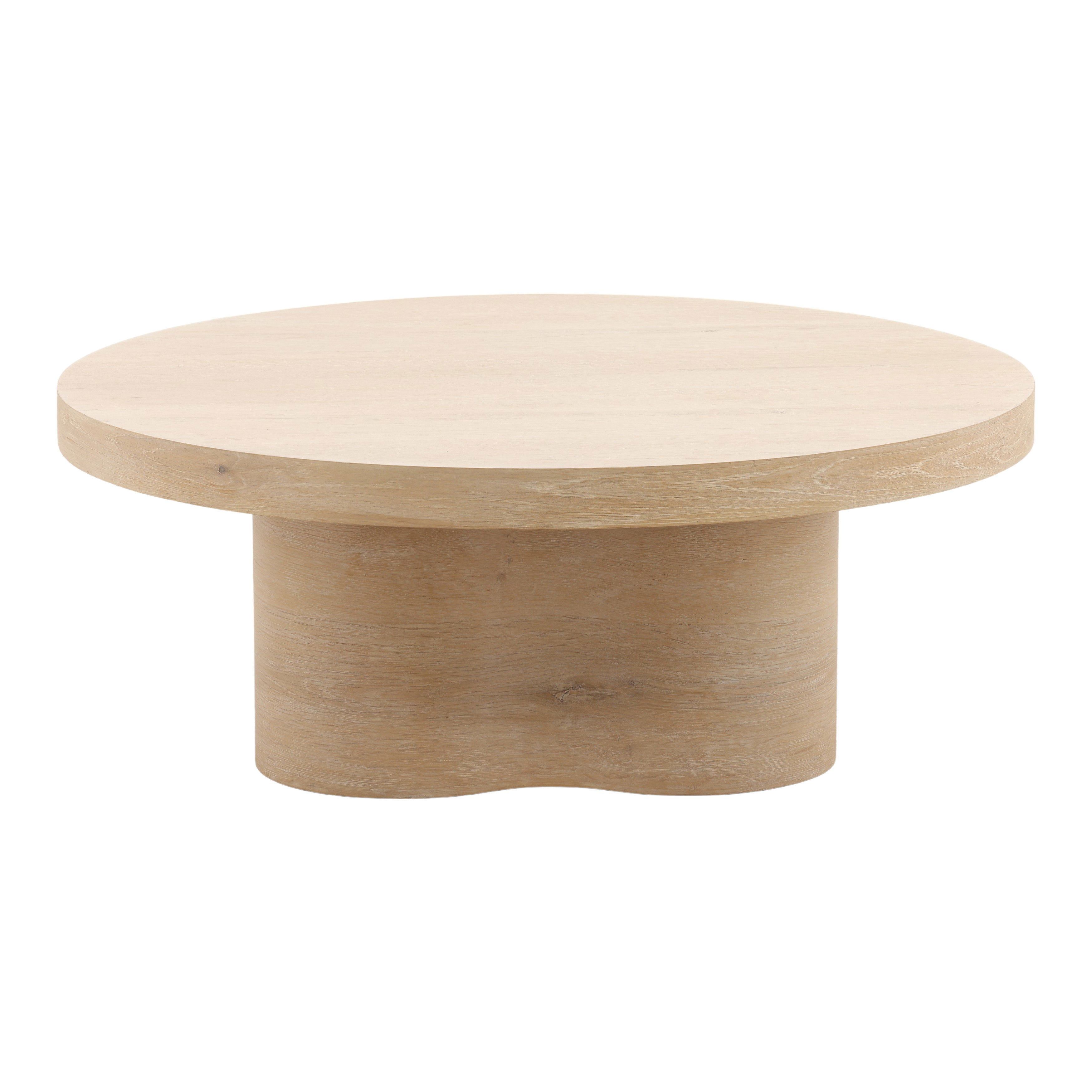 Kyrell Coffee Table Light Natural, by Dovetail, 42" width x 16" height x 42" diameter x 42" depth View 2