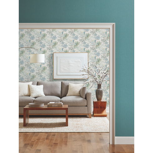 Handpainted Songbird Turquiose Wallpaper