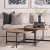 Marquisa 34.25' Round Small Brown Wood with Black Metal Coffee Table, by Mercana, 34.25" length x 34.25" width x 16.5" height thumbnail 3