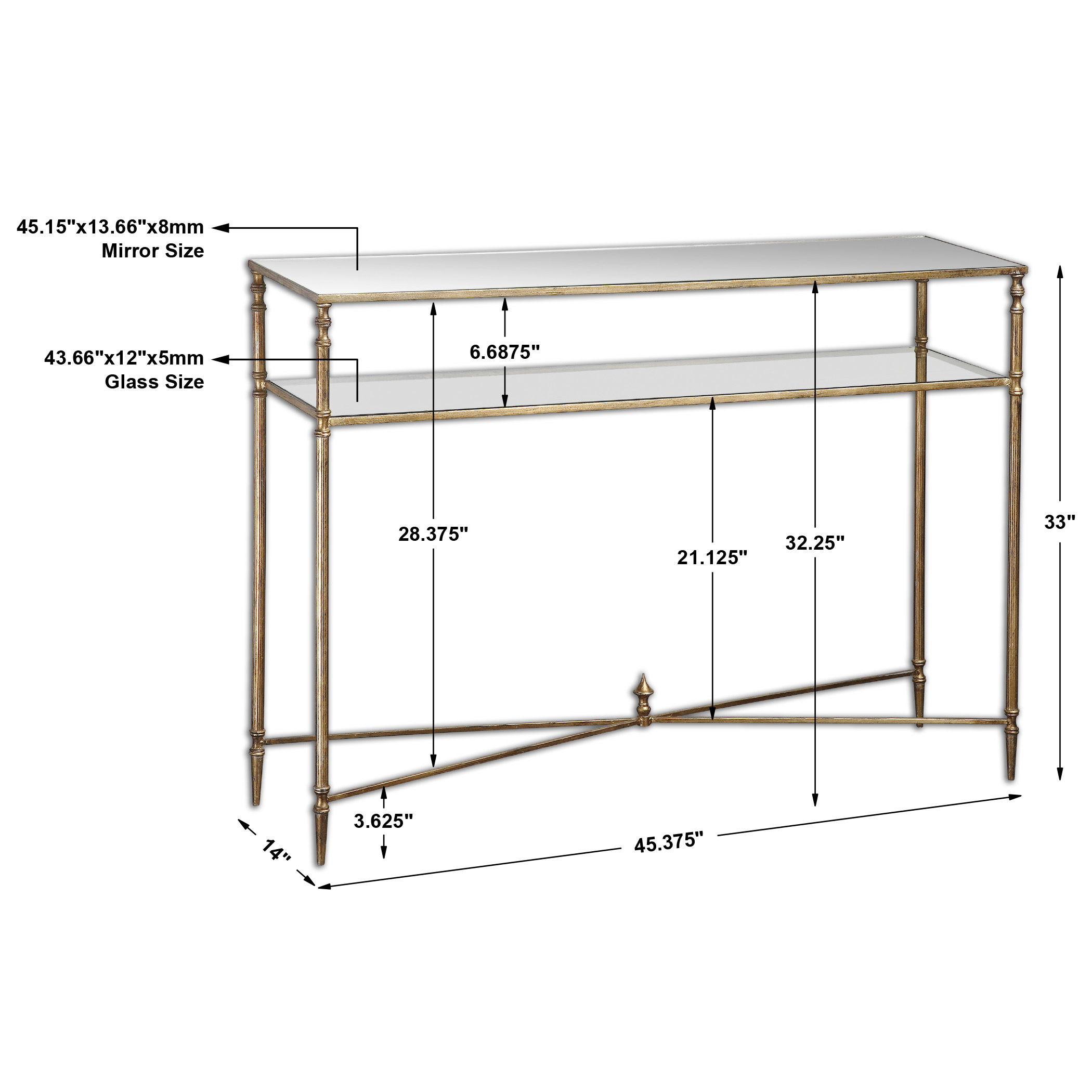 Henzler Mirrored Glass Console Table large image 