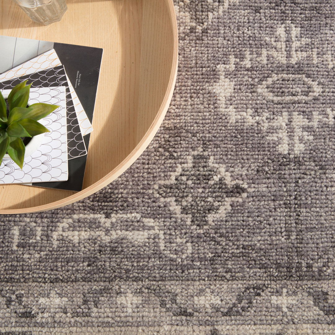Rivas Hand-Knotted Medallion Gray Area Rug large image 