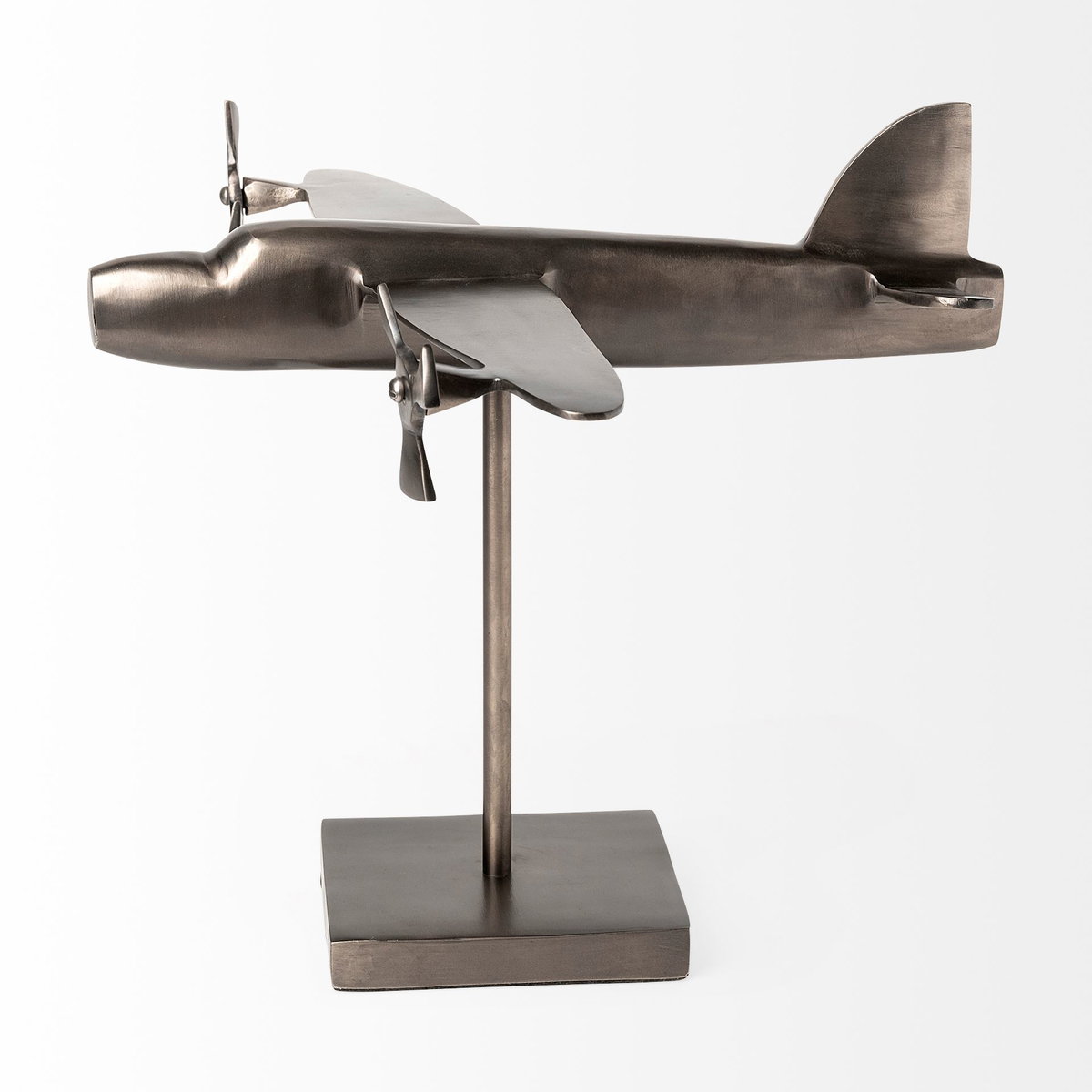 Maverick I 12L x 16W Gray Metal Bomber Plane, Decorative Object by Mercana, 11.81" length x 16.14" width x 11.02" height View 5