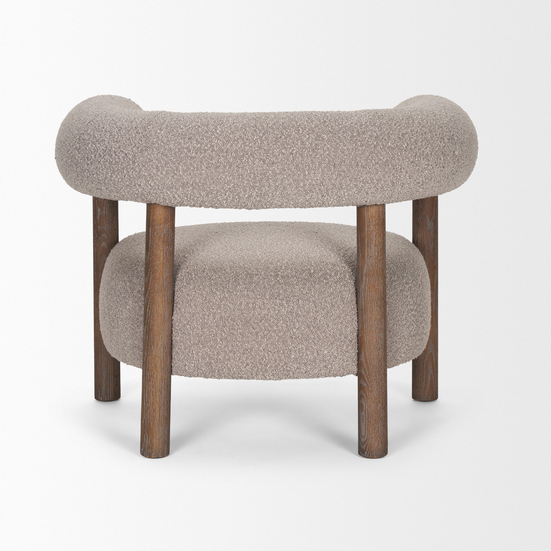 Gianna Open Back Medium Brown Wood with Taupe Boucle Fabric Accent Chair large image 
