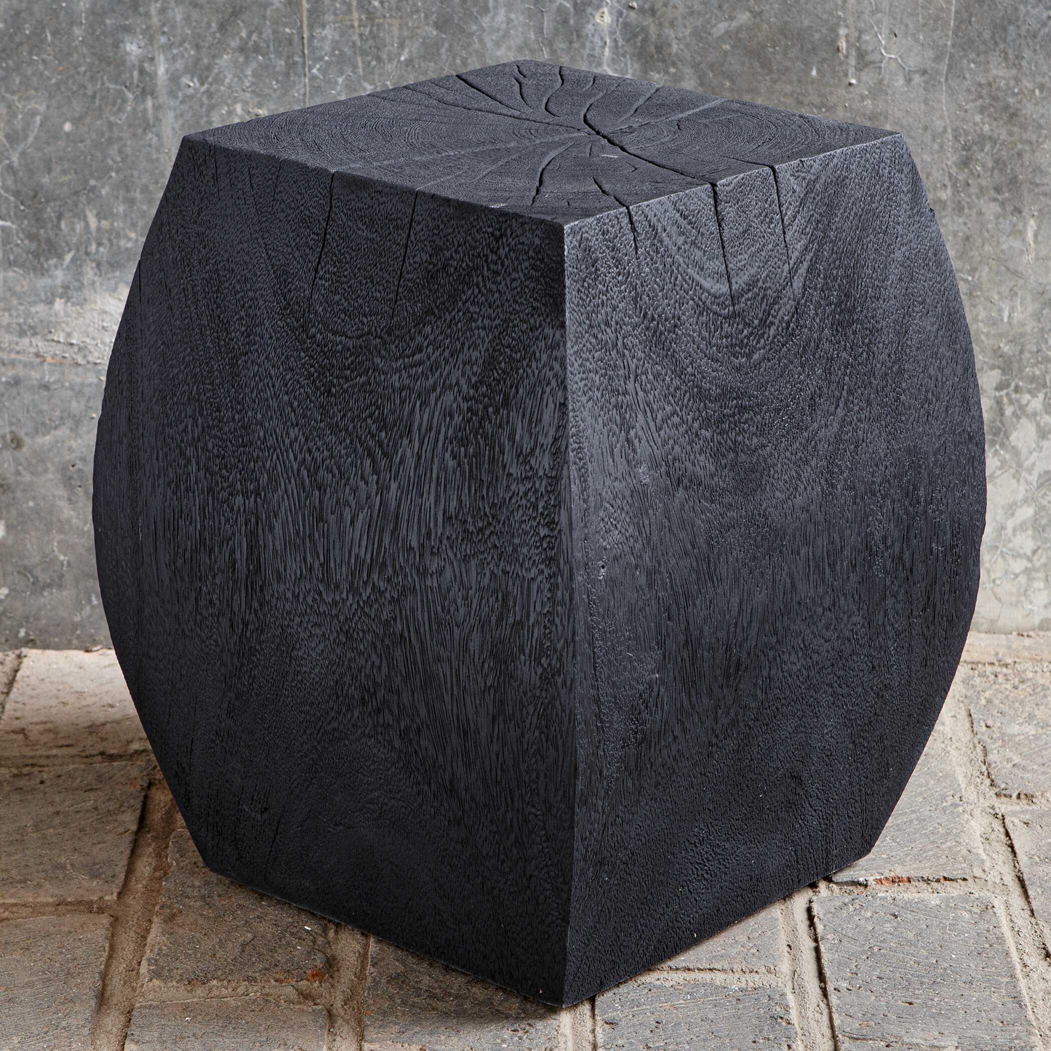Grove Black Wooden Accent Stool, Furniture by Uttermost, 14.6" width x 17" height x 14.6" depth View 7