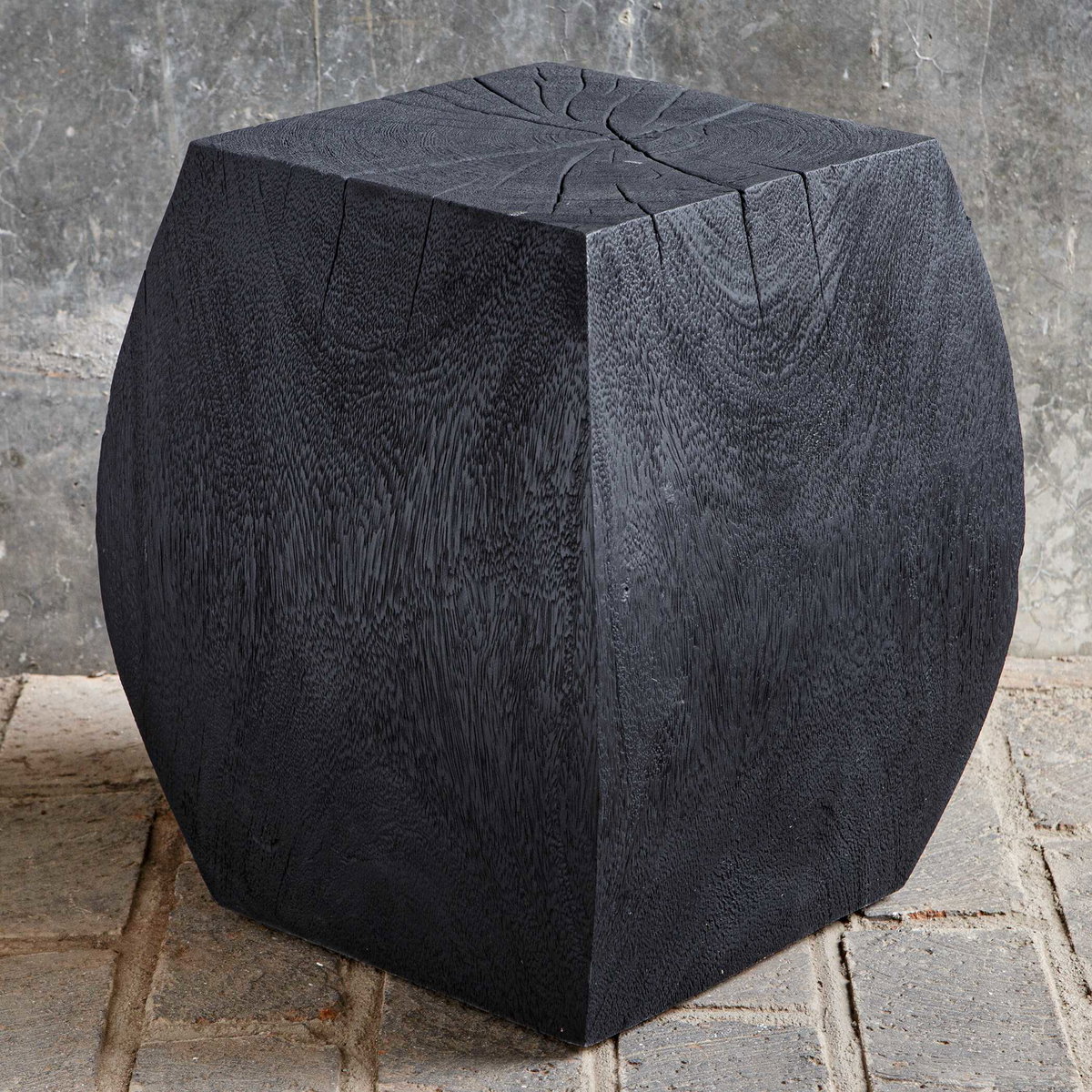 Grove Black Wooden Accent Stool, Low Stool by Uttermost, 14.6" width x 17" height x 14.6" depth View 7