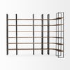 Turner II 37L x 10.5W x 90H Curved Dark Brown Wood And Black Iron Six Shelving Unit, Shelving & Bookcase by Mercana, 36.5" length x 36.5" width x 90" height thumbnail 7