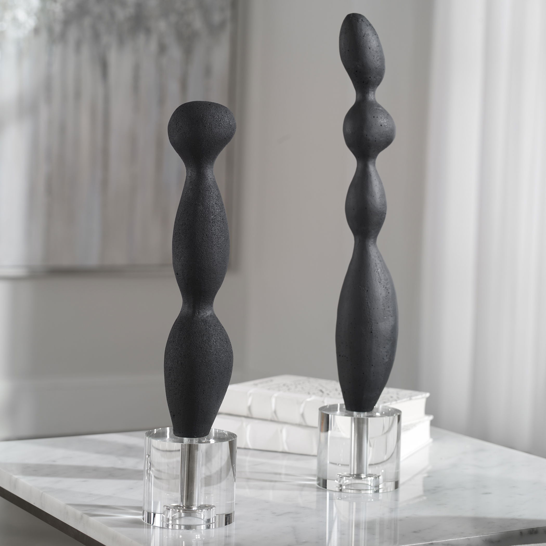 Koa Black Marble Sculptures, S/2 large image 