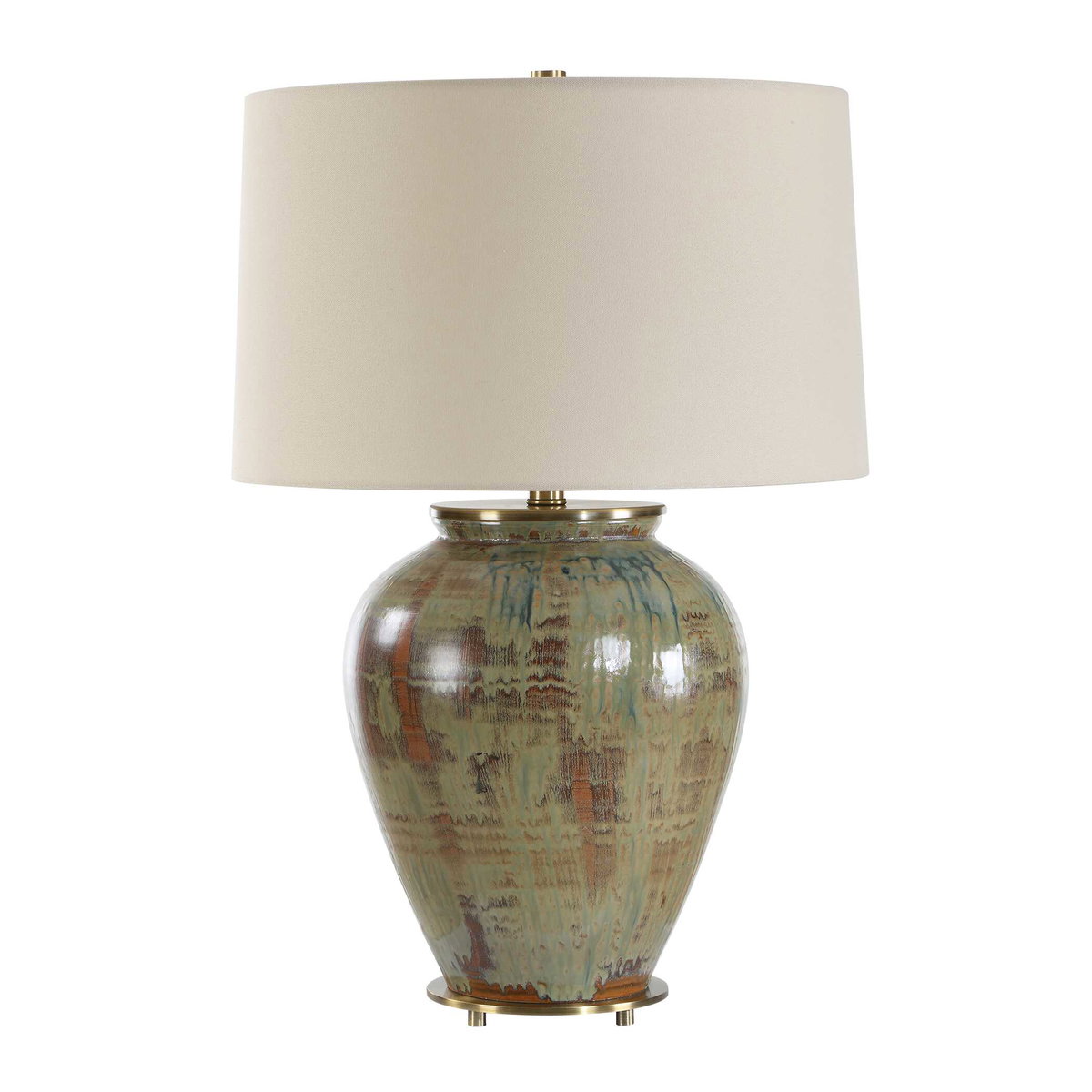 Olisa Brown Green Table Lamp, by Uttermost, 17" width x 25" height x 17" depth View 4