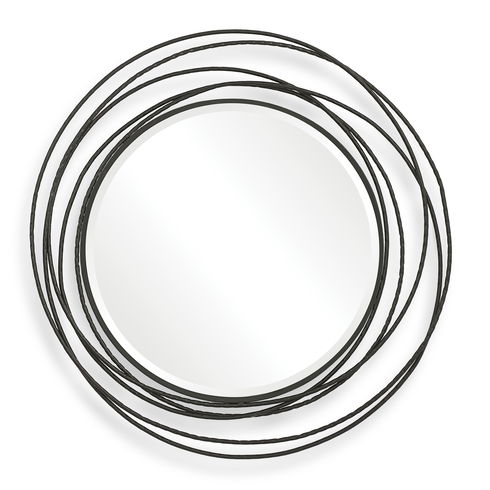 Whirlwind Black Round Mirror