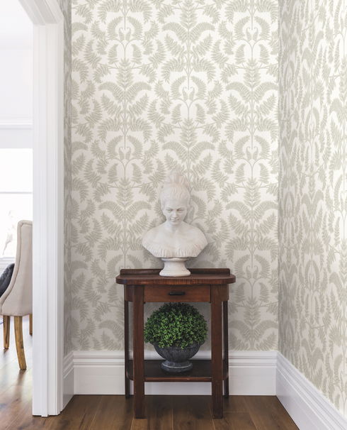 Royal Fern Damask Beige Wallpaper
