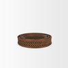 Thala Medium Brown Round Wicker Tray (Set of 2), Decorative Tray by Mercana, 20.47" length x 20.47" width x 4.5" height thumbnail 3
