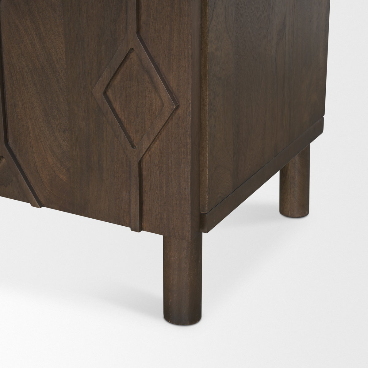 Heera Dark Brown Diamond Motif with Shelf Sideboard, Sideboards & Buffet by Mercana, 71" length x 16.25" width x 32" height View 13