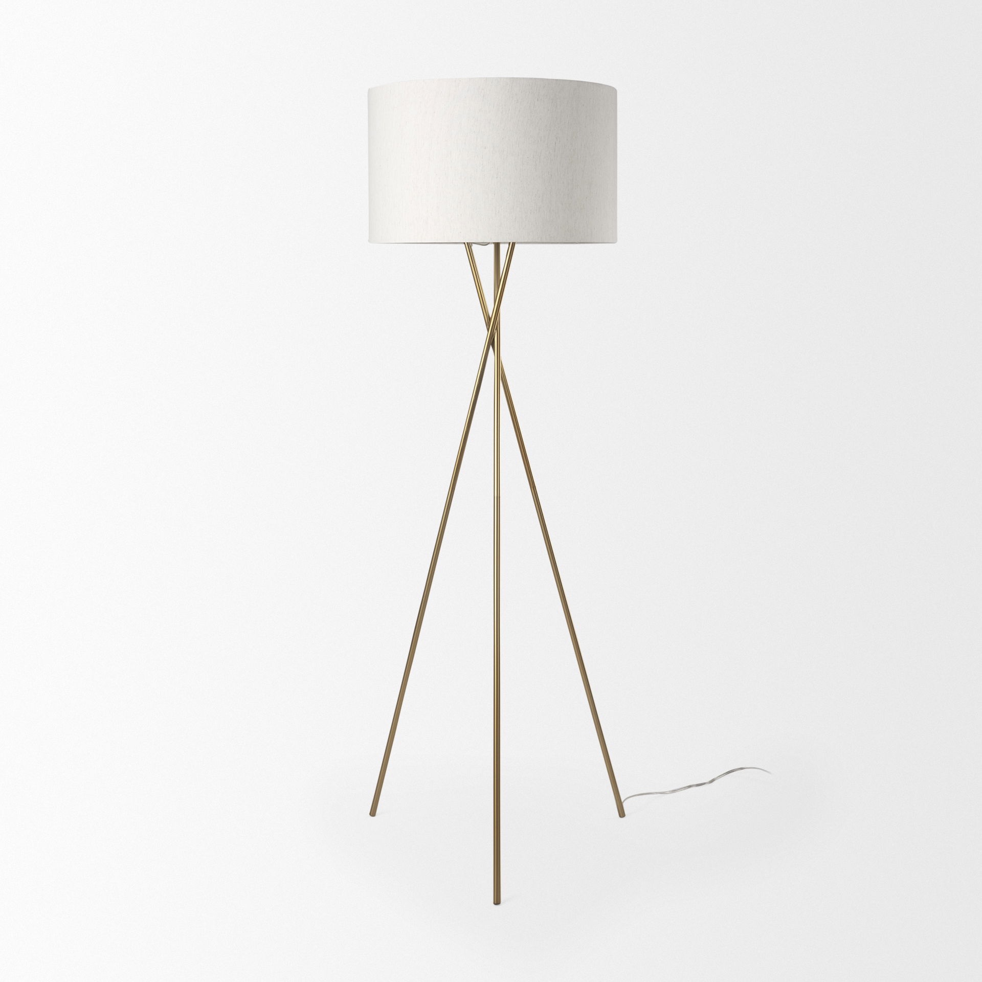 Ambrose  Gold Metal with Cream Fabric Shade Floor Lamp, by Mercana, 20" length x 20" width x 61.75" height View 9