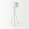 Ambrose  Gold Metal with Cream Fabric Shade Floor Lamp, by Mercana, 20" length x 20" width x 61.75" height thumbnail 9