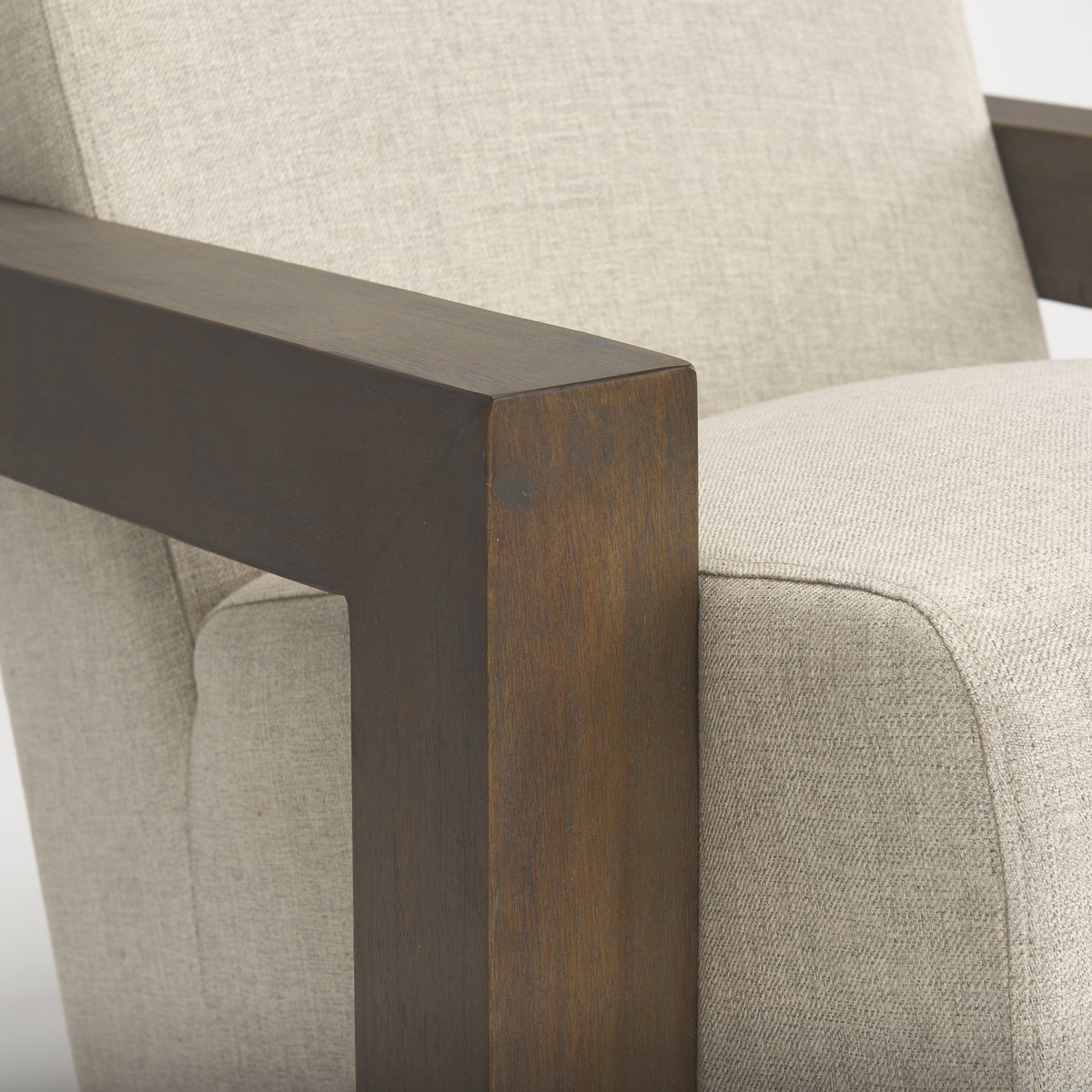 Sovereign Oatmeal Fabric Upholstered with Solid Wood Frame Accent Chair, by Mercana, 28.25" length x 34.75" width x 29.5" height View 10