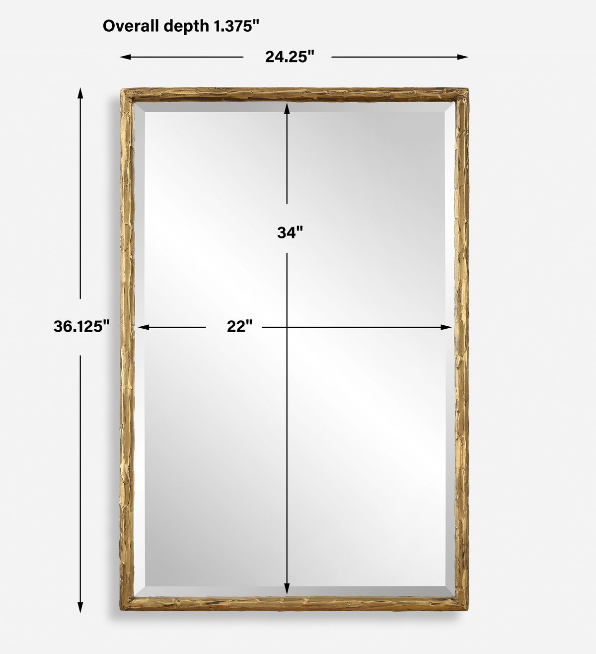 Sutton Gold Vanity Mirror, by Uttermost, 2'0.25" width x 3'0.12" height x 1.37" depth View 3