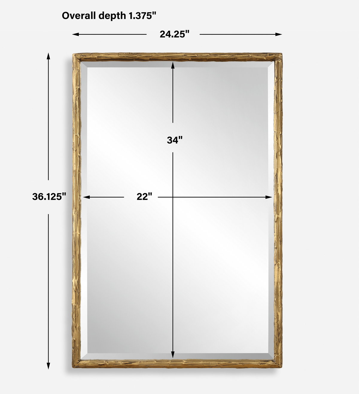 Sutton Gold Vanity Mirror, by Uttermost, 2'0.25" width x 3'0.12" height x 1.37" depth View 3