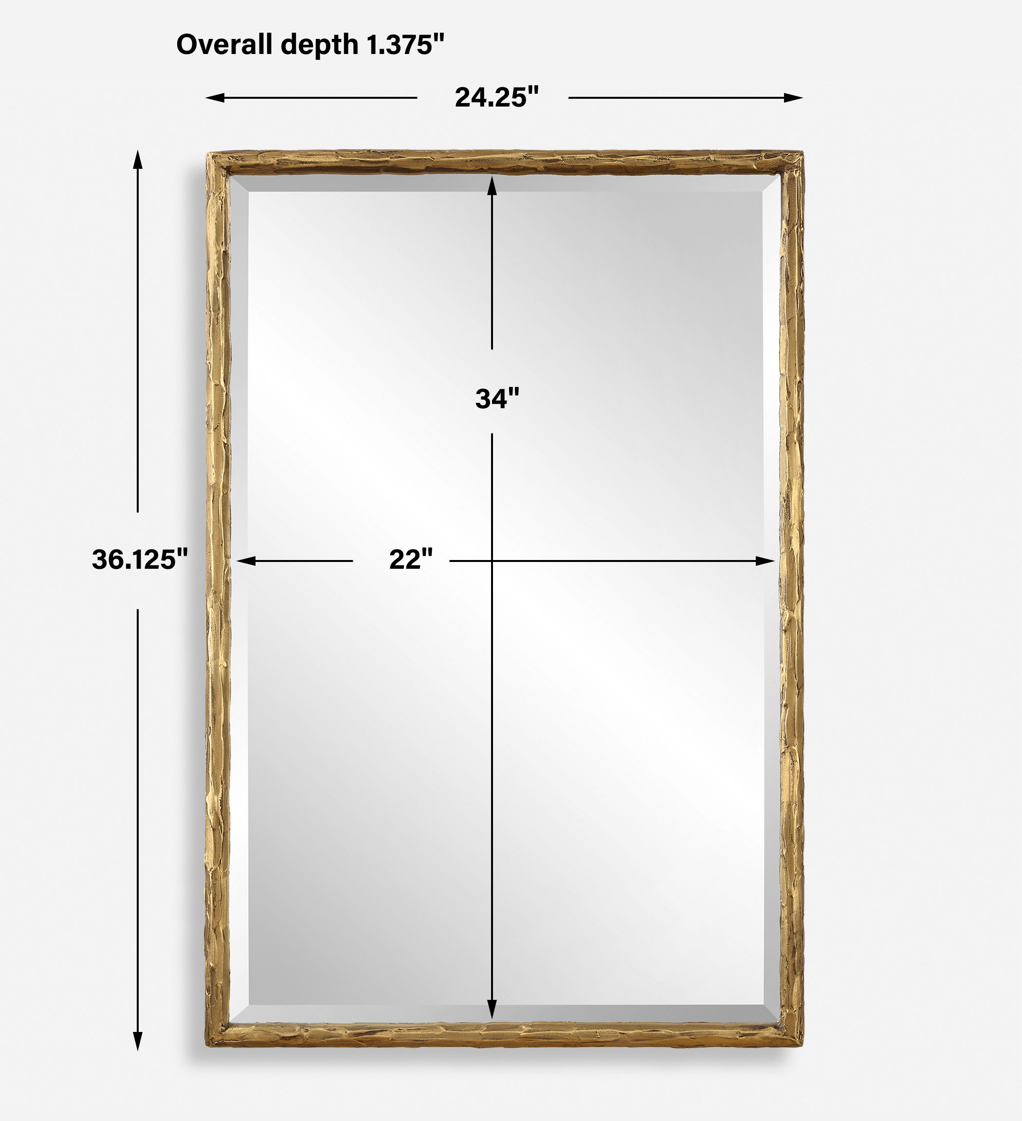 Sutton Gold Vanity Mirror, by Uttermost, 24.25" width x 36.12" height x 1.37" depth View 3
